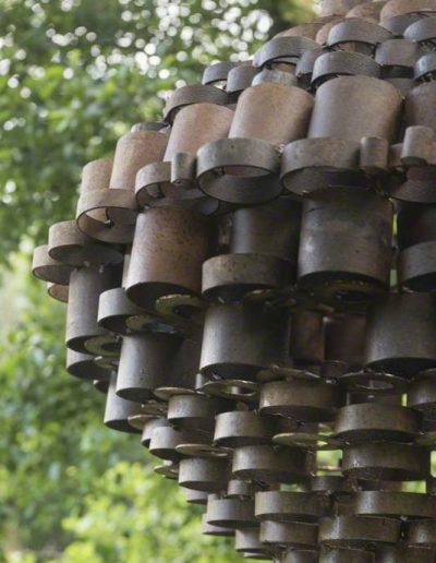 Susie Johnston, Nest of Coils, Corbenic Poetry Path, discarded, cut metal pipes
